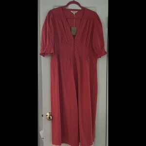 NWT Boden Broderie Midi Tea Dress Red/Coral 12R